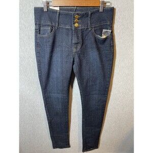 Queen Jeans Women's Size 11 Dark Wash High Rise Button Fly Skinny Stretch Denim
